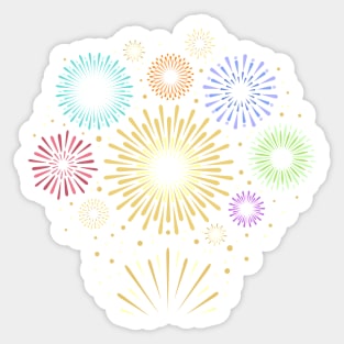 Gold festive fireworks. Holiday pyrotechnics firecracker Sticker